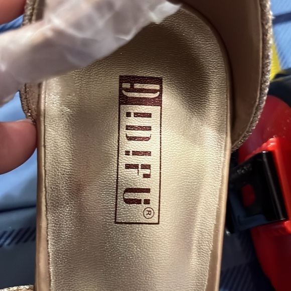 NEW Elegant Gold sparkling Strappy Block Heel Sandals - Picture 6 of 6